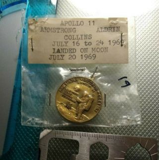 Rare Vintage Bronze Apollo 11 First Lunar Landing Charm Pendant 1969