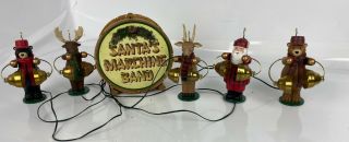 Rare Mr Christmas Animated North Lodge Santa’s Marching Band Moose Deer Bear
