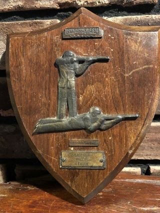 Vintage Rare 1952 National Rifle Association Shooting Trophy Wood Bronze Saginaw