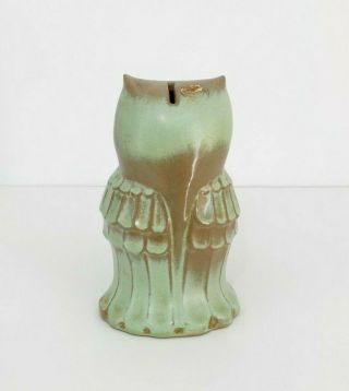 RARE Vintage Frankoma Green Owl Figural Bank 3
