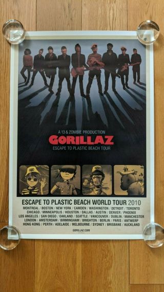 Gorillaz Poster Escape To Plastic Beach World Tour Concert Art 2010 Rare