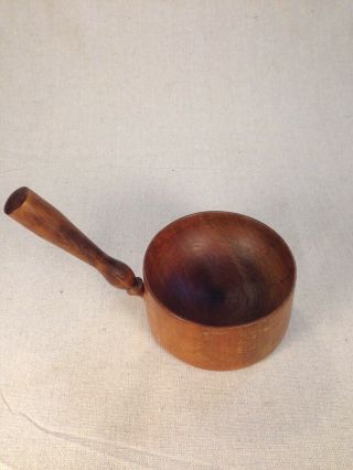 Vg Rare Vintage Hand - Lathed Primitive Walnut Wood Pestle/bowl With Screw Handle