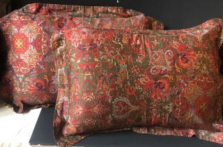 Rare Ralph Lauren Pair Galahad Standard Pillow Shams Vintage Paisley Medieval