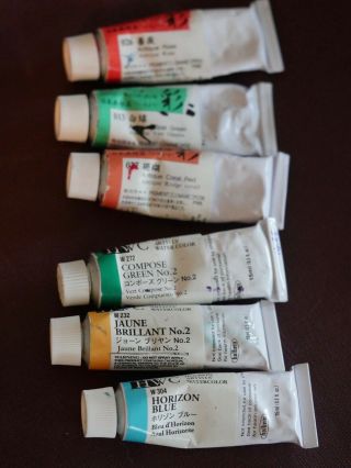 6 Tubes Of Holbein Watercolors - 3 Irodori Antique And 3 Hwc Watercolors