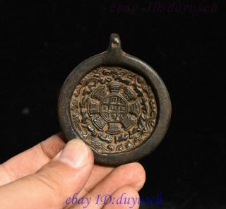Old Tibetan Buddhism Bronze Auspicious Protective Talisman Charts Amulet Pendant