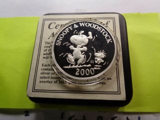 Snoopy Woodstock Charlie Brown 2000 Peanuts 999 Silver Coin Sharp Rare Case