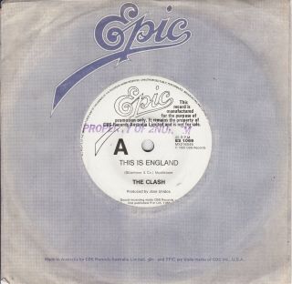 The Clash - This Is England - Australia Rare Promo 7 " 45 Vinyl Record - 1985