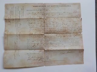 Antique Document 1858 Newberry South Carolina Land Deed Real Estate Paper Vtg Nr