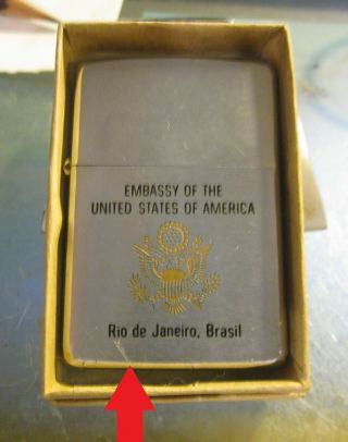 Vintage Rare 1971 US Embassy in Rio de Janero Brasil ZIPPO LIGHTER 3