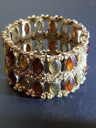 antique style brass 2 colours of citrine stone adjustable bracelet 75.  7 grams 2