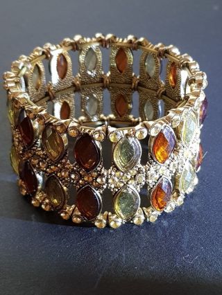 antique style brass 2 colours of citrine stone adjustable bracelet 75.  7 grams 3