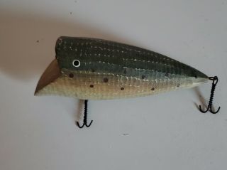 Old Folk Art Wood Carved Fishing Lure Wall Hanger Or Decoy