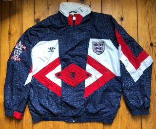 Rare Vintage England 1990 - 1992 Track Jacket Football Umbro Tracksuit