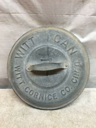 Vintage Witt Galvanized Steel Garbage Can Lid 7 Small 11.  5in Diameter Lid