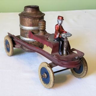 Early Kingsbury Toys Wind - Up Fire Engine Boiler/pumper 20 