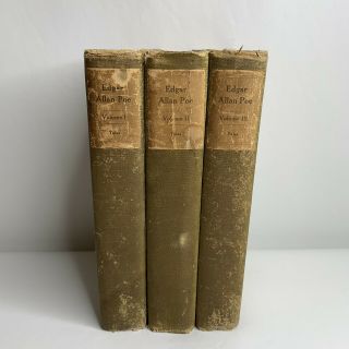 Edgar Allan Poe Tales Limited Edition De Luxe Three Volumes 1909 Rare Set 1 - 3