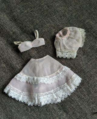 Vintage Ideal Tammy Doll Lingerie Pink White Lace Slip,  Bra,  Panty Clothes Vg