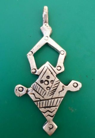 Ancient Antique Silver Solid Amulet Stunning Metal Tuareg,  Necklace Cross Rare