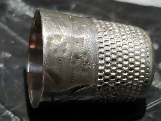 Antique Simon Bros Sterling Silver Thimble Size 9 Thick Heavy Embossed Floral