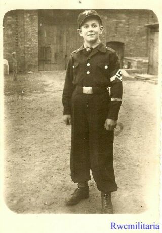Port.  Photo: Rare Full Outdoor Pic Young German Uniformed Pimpf Boy Posed