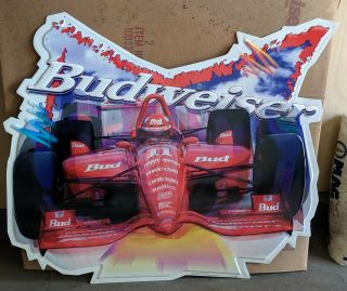 Rare Vintage: 1996 Anheuser Busch Budweiser Indy Car Racing Metal Tin Sign