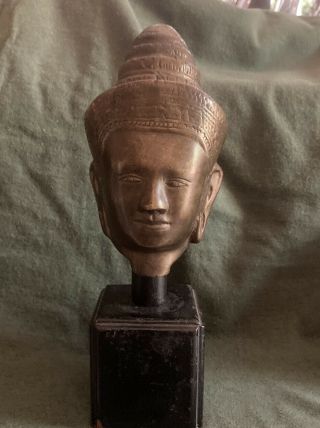Angkor Wat Bronze Head Sculpture Of A Dancer