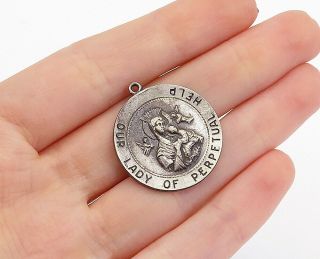 925 Sterling Silver - Vintage Antique Lady Of Perpetual Help Pendant - P12146