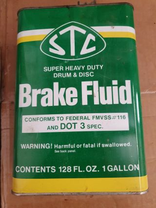 Rare Vintage Stc Heavy Duty Brake Fluid Can 1 Gallon