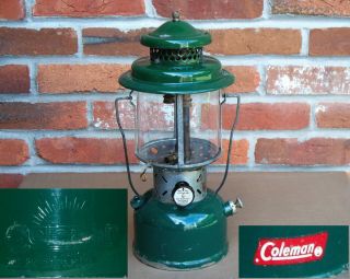 46 1956 Vintage Coleman Green Early 220e Double Mantel Lamp Lantern