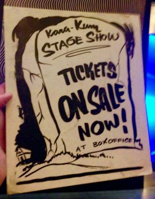 Ghost Master Kara - Kum Spook Show Theatre Lobby Concession Rare Standee Poster