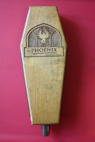 Phoenix Brewing Company Vintage Coffin Beer Tap Handle,  Mansfield,  Ohio,  Rare
