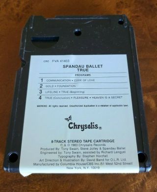 SPANDAU BALLET - TRUE - 8 Track Tape - REBUILT PADS SPLICE 1983 RARE eight 2