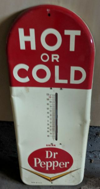 Rare Drink Dr Pepper Hot Or Cold Thermometer 16.  5 " X 6.  5 " Vintage Sign