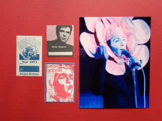 Peter Gabriel,  Genesis,  Color Photo,  3 Very Rare Old Backstage Passe Originals,