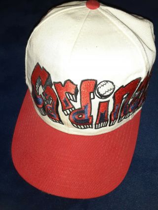 Vtg Rare 90s St.  Louis Cardinals Drew Pearson Graffiti Snapback Hat Cap Mlb Euc