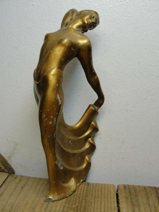 Vintage 8 1/2 " Art Deco Cast Metal Semi - Nude Female Figure Lamp Or Clock Part