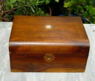 Antique Mahogany ? Tonbridge Ware / Mother Of Pearl Box For Restoration.