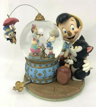 Rare Disney Pinocchio And Figaro Magic Musical Snow Globe “brahm 