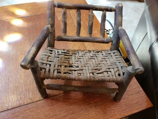 Antique Vintage Folk Art Wood Rush Doll Couch Sofa Bench Chair Furniture