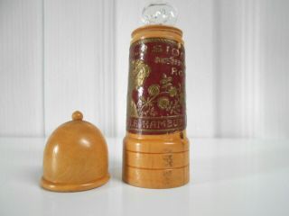Antique Victorian Miniature perfume bottle with wood holder Germany 3