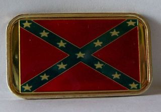 Confederate Flag 1 Oz Enameled And Gilded Silver Art Bar Silvertowne 1998 Rare