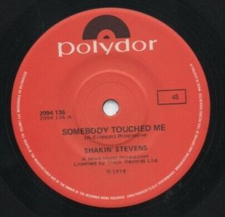 Shakin Stevens Rare 1978 Australian Only 7 " Oop Single " Somebody Touched Me "