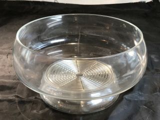 Vintage Mid - Century Modern 5 - Piece Lucite Salad Serving Bowl with Tongs,  Lid 3