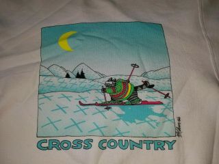 Rare Vintage B Kliban Cross Country Skiing Cat Crazy Shirts Mens M Sweatshirt