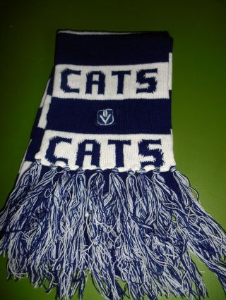 Rare Vintage 1970s 80s Geelong Cats Vfl Era Knitted Acrylic Afl Scarf Taiwan