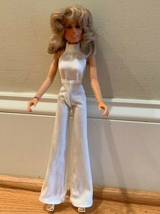 1970s Mego Farrah Fawcett Tv Charlie’s Angel Doll White Jumpsuit Shoes Vintage