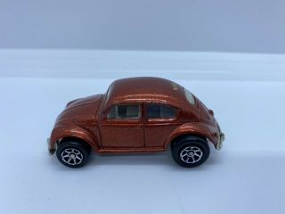 Vintage Hot Wheels Vw Volkswagen Beetle Bug Brown W/ 7 Spk Wheels Rare