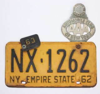 Vintage Plates - 1962 Antique York State License Plate With Aaa Emblem