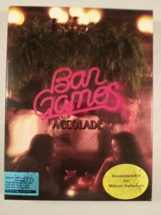 Rare Bar Games By Accolade 3.  5 " For Ibm Pc 1989 Big Box Vintage Mature Themes