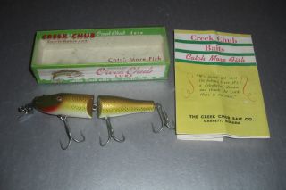 Wood Creek Chub Jointed Pikie Minnow In Golden Shiner W/box Paper